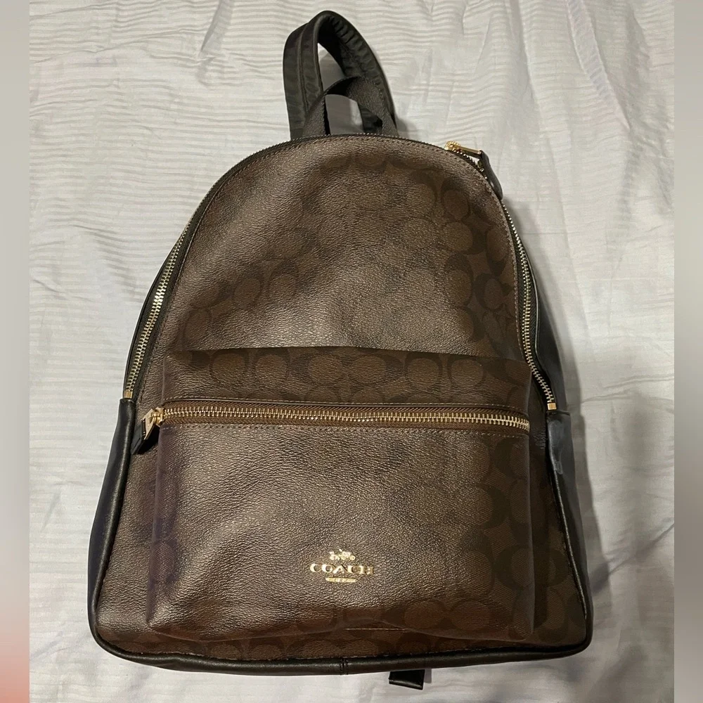 Coach Signature Brown and Black Backpack